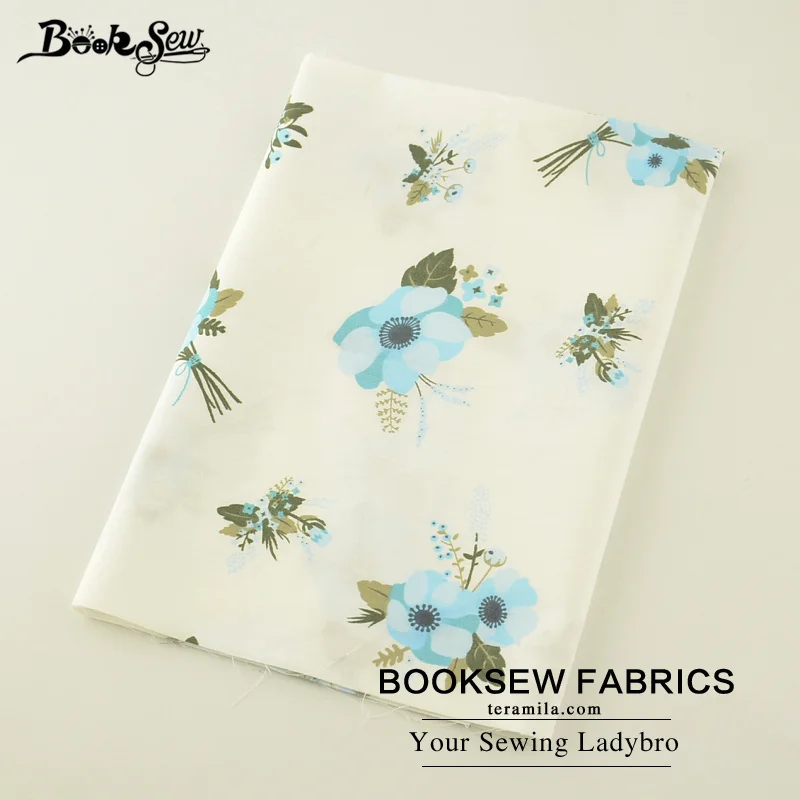 Booksew 100% Cotton Fabric Twill Blue Flower Design Soft Cloth Quilting Bed Sheet DIY Patchwork Scrapbooking Doll Home Textile | Дом и сад