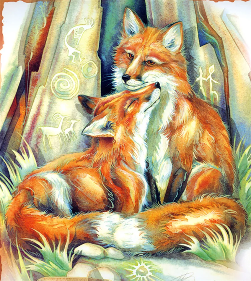 Новый 3D DIY Алмазная картина крестиком лиса мать и ребенок набор для алмазной