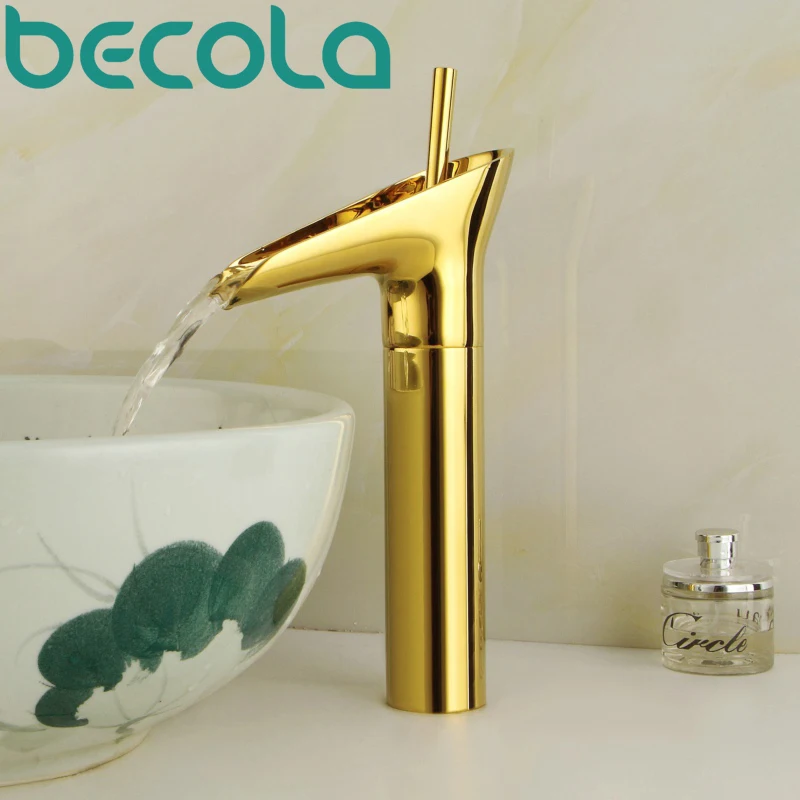 

Бесплатная доставка becola Креативный дизайн золотой Латунный кран для раковины горячей и холодной воды для ванной комнаты кран для раковины ...