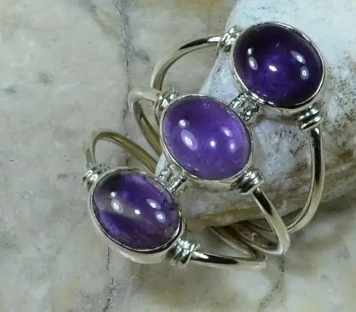 Ручная работа натуральный аметист кольцо 100% Стерлинговое Серебро 925 пробы