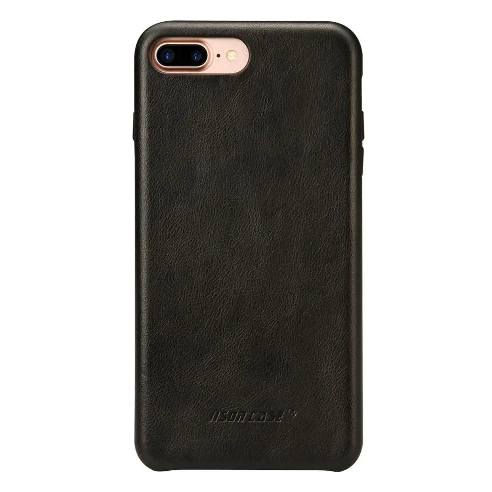 Черный Jisoncase Натуральная кожа телефон чехлы для iPhone 7 случай Роскошные задняя крышка тонкий мобильный телефон чехлы для iPhone 7 плюс 5.5 дюймов Обложка Антидетонационные Настоящая кожа случай Подлинная кожа - Цвет: Черный