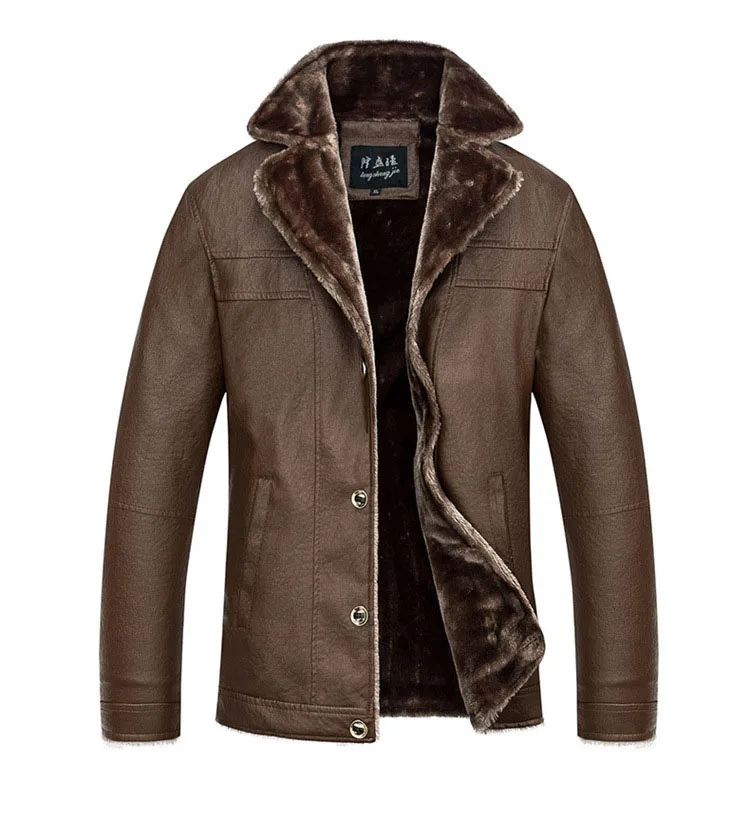 Мужские кожаные куртки Новое поступление зимние брендовые бархатные толстые