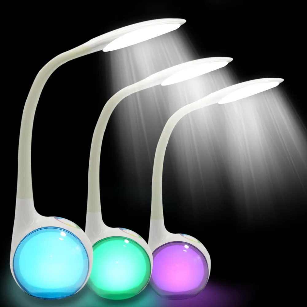 

Dimmable LED Desk Lamp Mood Lighting Living Color Changeable USB Charging Ports 3 Brightness Levels Touch Control Eye Protection