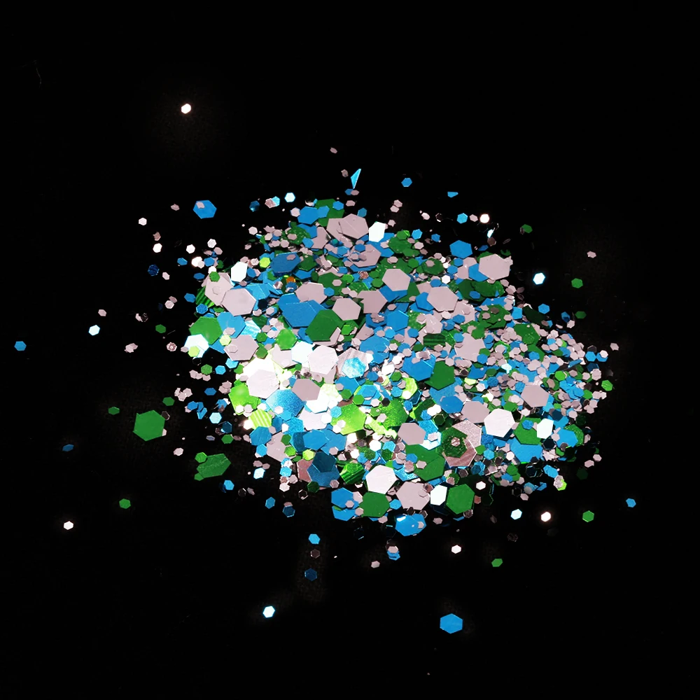 50g/bag Chunky Glitter Nail Sequins Iridescent Flakes Ultra-thin Colorful Mixed Paillette Festival Glitter Cosmetic Face Glitter
