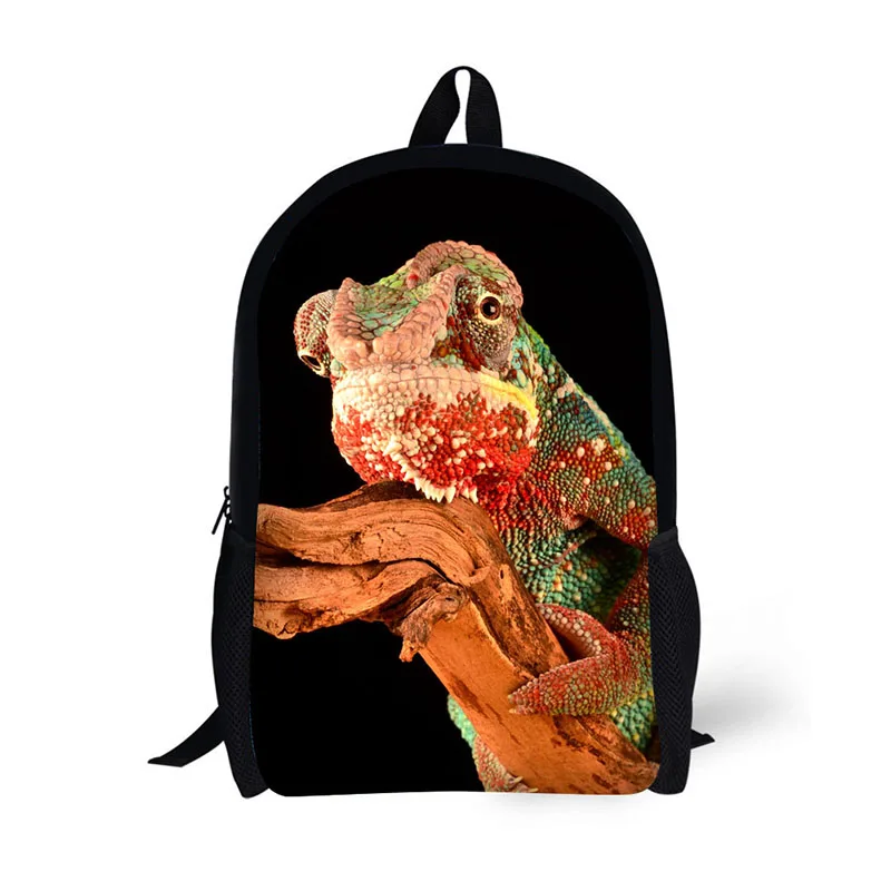 Черный рюкзак AnyFocus с рисунком ящерицы в виде животных для подростков крутой
