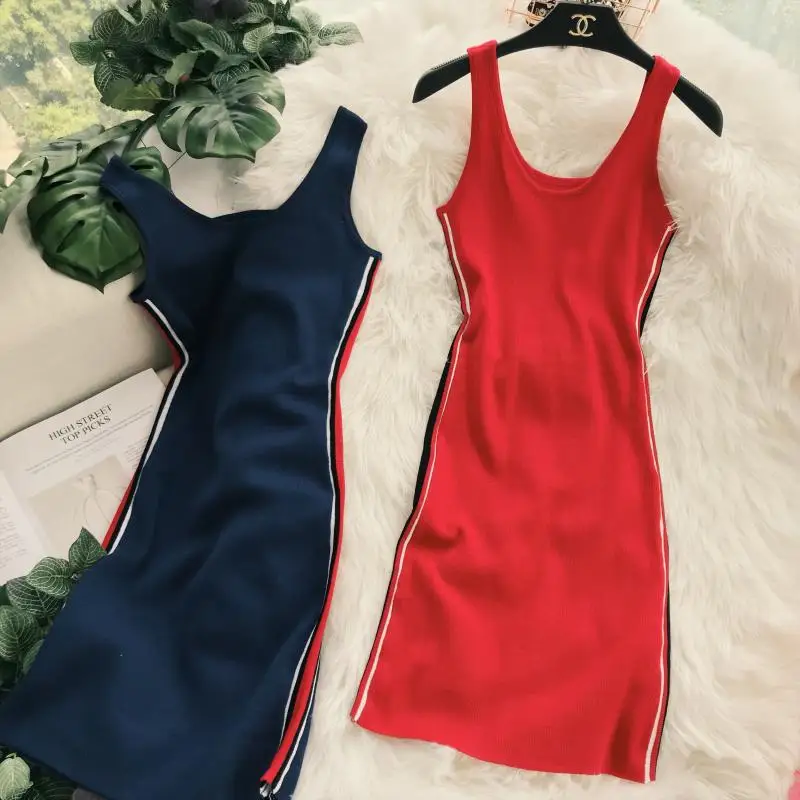 ZQLZ летнее платье для женщин новинка 2021 круглый вырез без рукавов облегающий