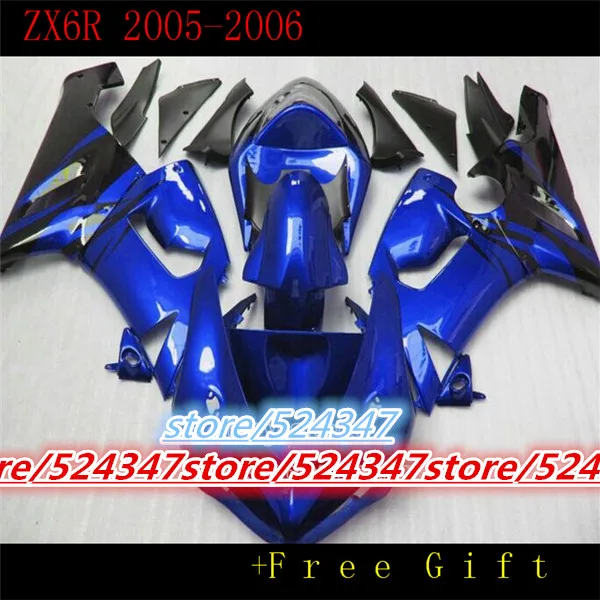 

Injection mold New ABS Motorcycle Fairing Kit fit for Kawasaki Ninja ZX6R 636 2005 2006 ZX-6R 05-06 set Blue black