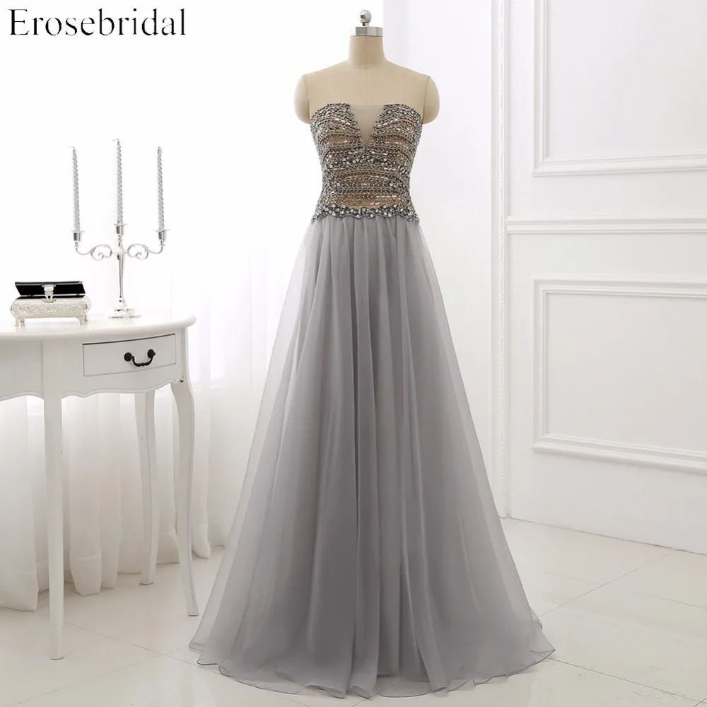 Роскошные вечерние платья с бисером, Erosrbridal, Длинные вечерние платья трапециевидной формы на выпускной, сексуальные платья с глубоким v-образным вырезом на спине, vestido de festa AR-B6 - Цвет: picture color
