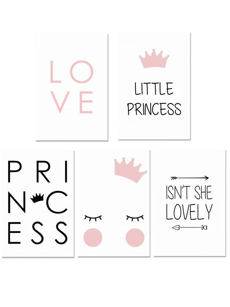 

Little Princess Nursery Wall Art Canvas Painting Nordic Poster For Children Room Cuadros Wall Pictures Decoration Unframed