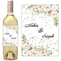 wedding wine labels gold confetti flower decoration wedding gift custom wine labels with name and date