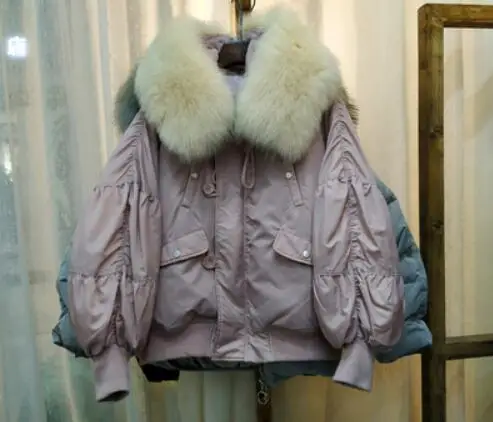 Real Fox Fur Большой размер, 90% белый утиный пух, женская зимняя парка с большим натуральным лисьим меховым воротником,, корейское Женское пальто, зимняя верхняя одежда - Цвет: Real Fox Fur