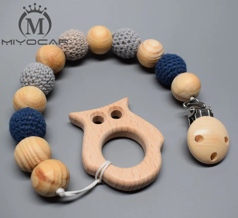 MIYOCAR натуральный безопасный деревянный Соска с бусами для вязания крючком зажим