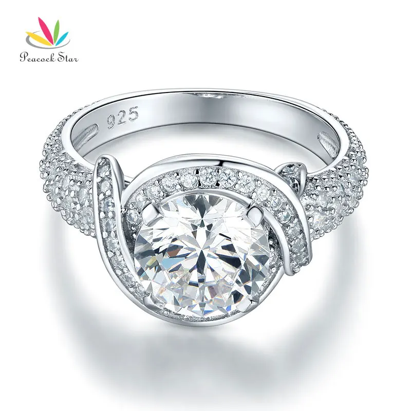 Роскошное винтажное кольцо из серебра с павлином и звездами в стиле арт-деко