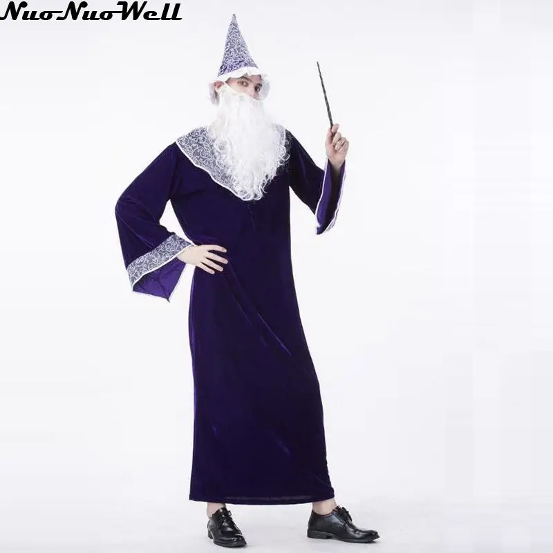 Мужской религиозный крестный костюм фиолетовый магический священника для