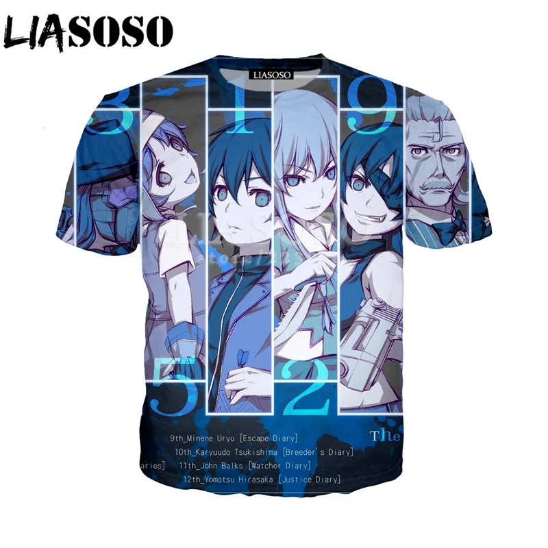 LIASOSO летняя модная мужская и женская футболка с коротким рукавом 3D принт аниме
