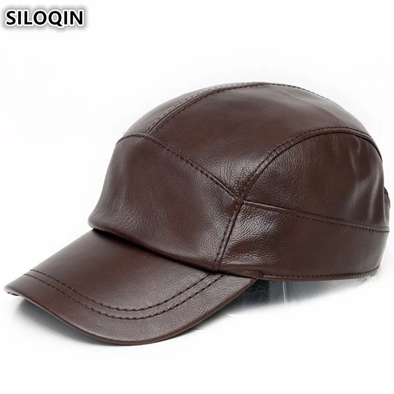 SILOQIN New Autumn Winter Women's Genuine Leather Hats Men's Cowhide Baseball Caps Adjustable Size Snapback Cap Cuero Sombrero