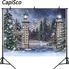 Высококачественный Виниловый фон для фотосъемки с изображением снега Рождества деревни двери для детской сценической съемки