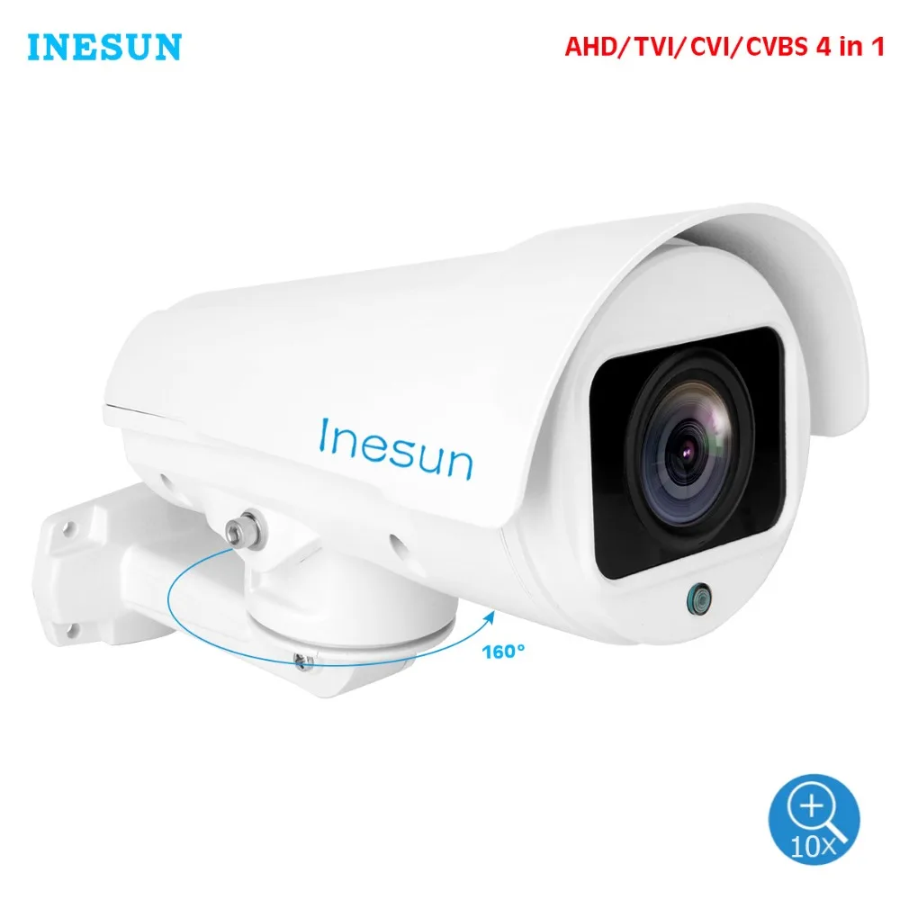 Уличная камера видеонаблюдения Inesun 2 МП HD 1080P 4 в 1 TVI/CVI/AHD/CVBS 4X/10X оптический зум 100
