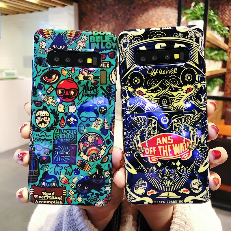 YHBBCASES Blu-Ray чехлы с мультяшными буквами для Samsung Galaxy S10 S8 S9 Plus крутой чехол телефона
