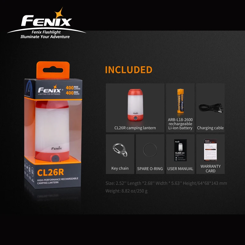 Высокопроизводительный перезаряжаемый фонарь для кемпинга Fenix CL26R с Micro USB и