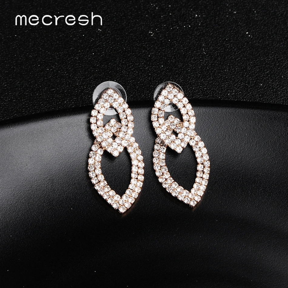 Mecresh классический геометрический со стразами маленькая капля серьги цвет