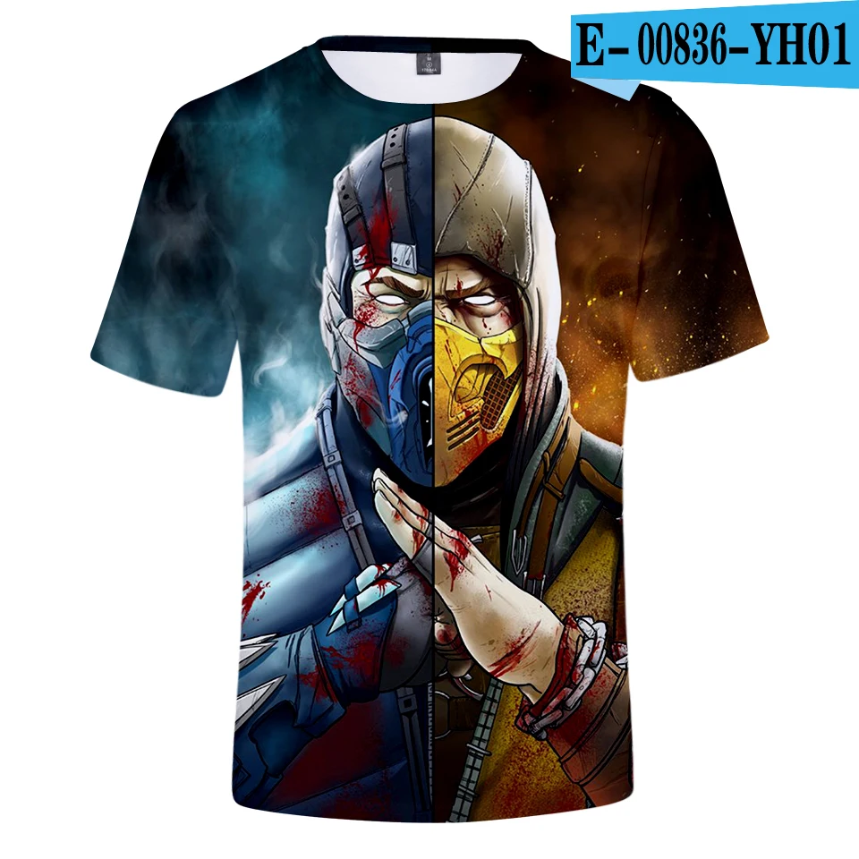 Mortal Kombat 11 футболка 3D Футболка Мужская/женская летняя Harajuku футболка с коротким рукавом 3D футболка Selena Gomez - Цвет: Небесно-голубой