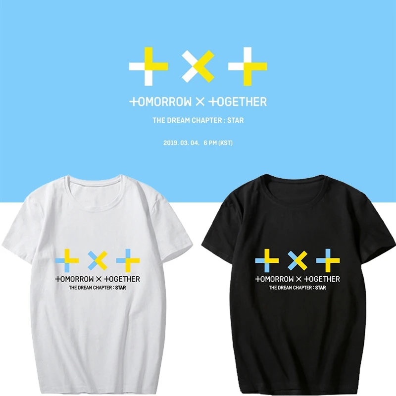 KPOP Новый TXT альбом мечты глава звезды о образный вырез хлопок хип хоп Футболка