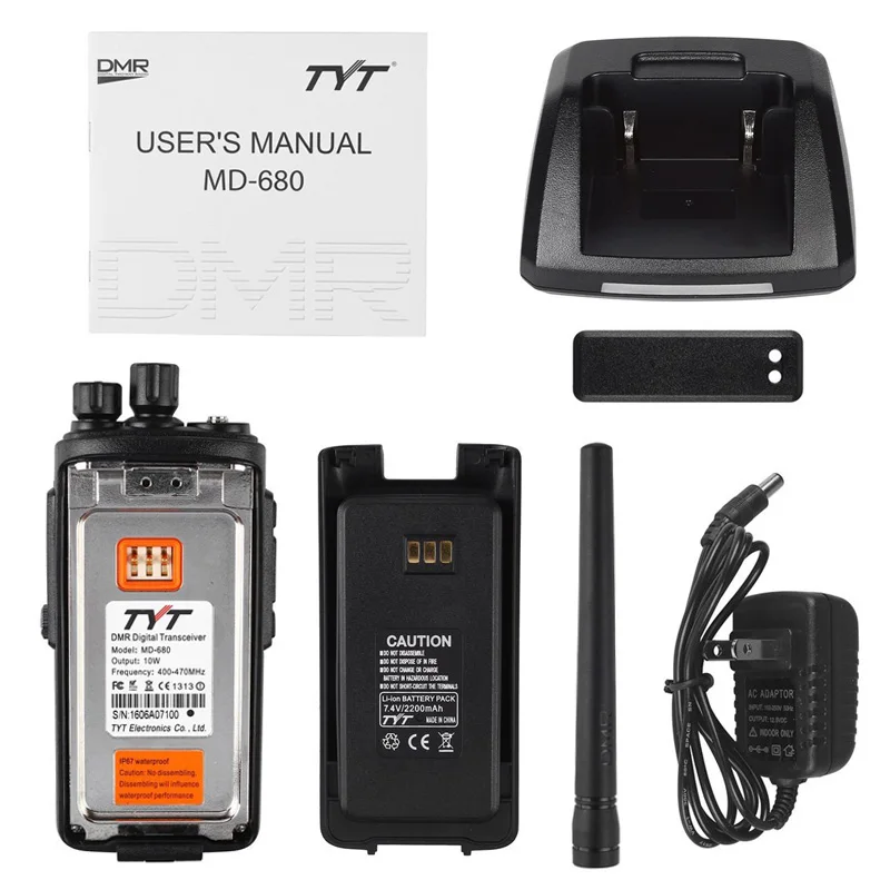 10W Power TYT MD-680 DMR Digital Walkie Talkie 10 KM MD 680 IP67 Waterproof Radio VHF 136-174mHz / UHF 400-470mHz | Мобильные