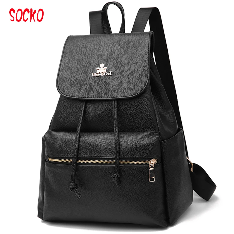 

Women Backpacks Solid Fashion School Bag For Teenage Girls High Quality PU Leather Waterproof Backpack Travel Bags WN 42