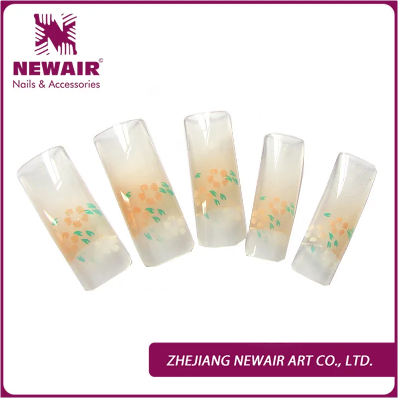 Модные половинки ногтей 70 шт светло-желтые цветы Предварительно Дизайн