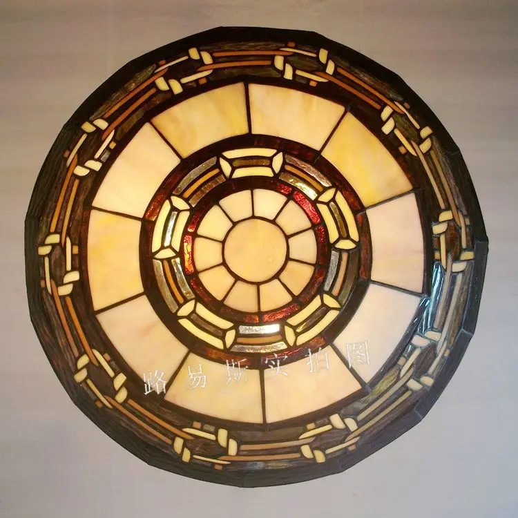 

45CM Antique Tiffanylamp chandelier coffee Nordic anti-nostalgic glass lamps bedroom living room European-style bar lighting