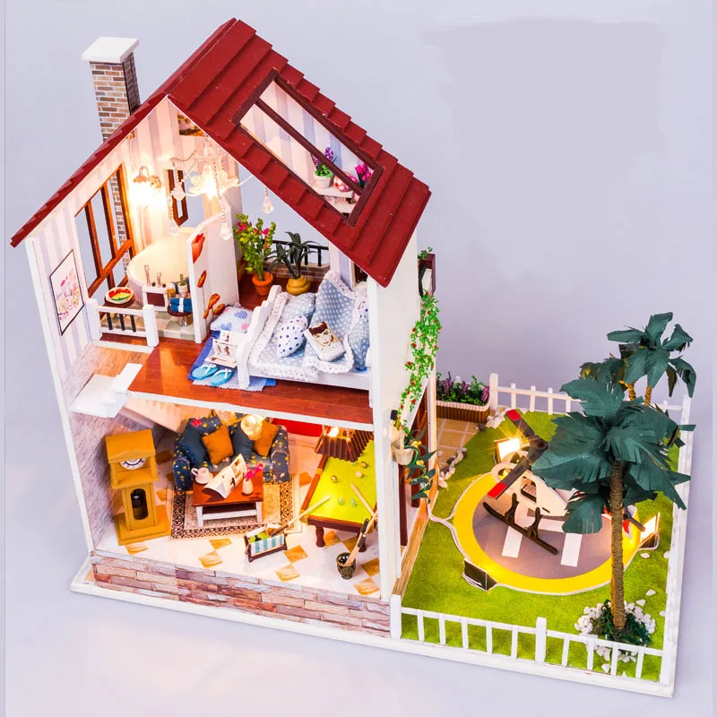 Diy Миниатюрный Кукольный дом большой включает мебель 3D деревянный кукольный