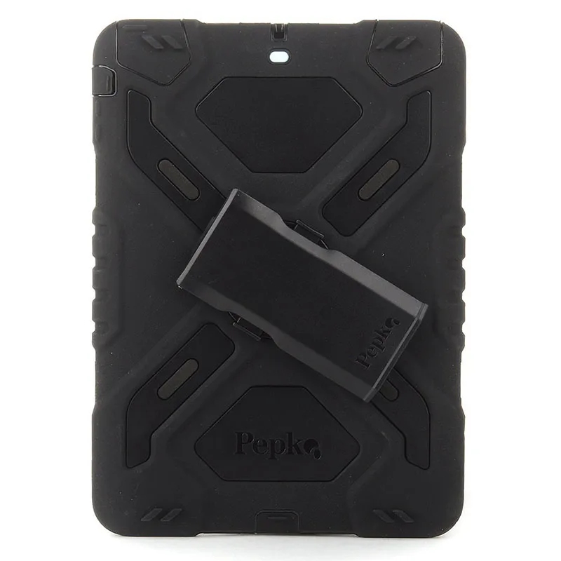 black and black Pepkoo защитник Военная Униформа Паук Стенд Водонепроницаемый грязи ударопрочный чехол для iPad 6 iPad Air 2 Силиконовый защитный основа - Цвет: black and black