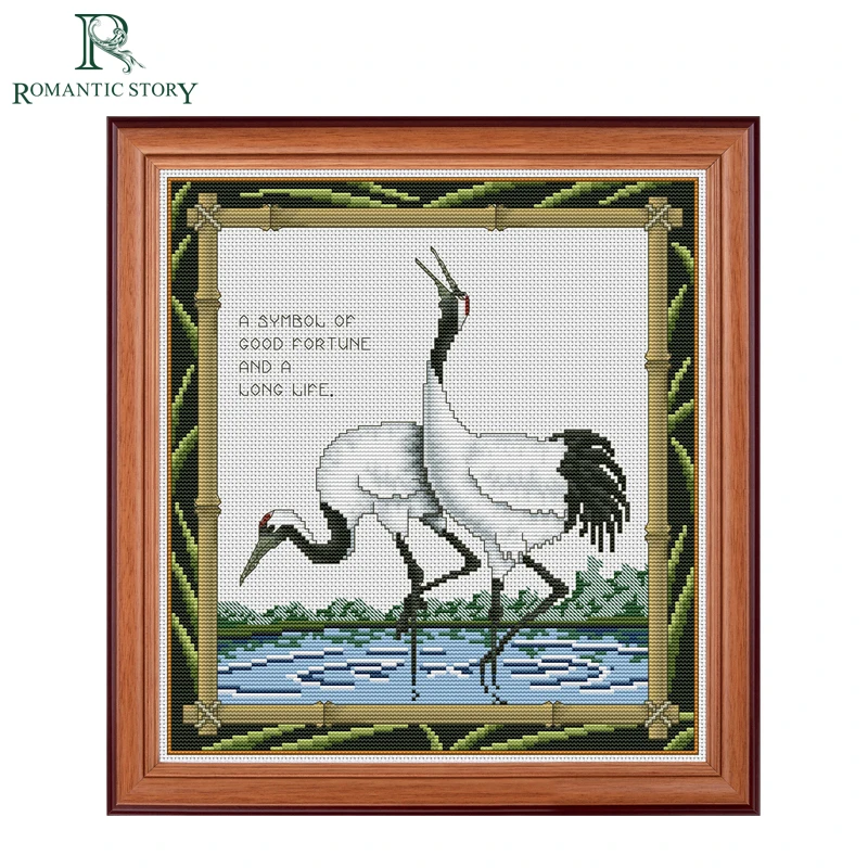 Romantic Story Chinese Style Crowned Crane Painting Home Decoration Cross Stitch Needlework DMC Cross-Stitch For Embroidery Kits | Дом и сад