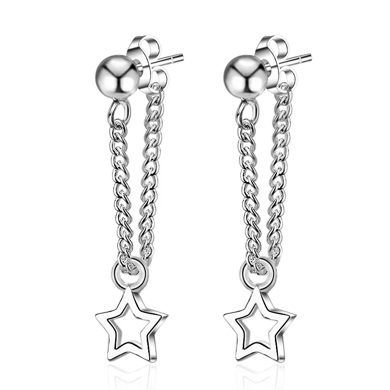 Модные блестящие полые металлические серьги со звездами Bijoux Femme 925 серебристого