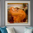 Британская знаменитая картина, пылающий июнь, Фредерик Лейтон, декоративная живопись постер, печать на холсте, настенные картины для декора комнаты