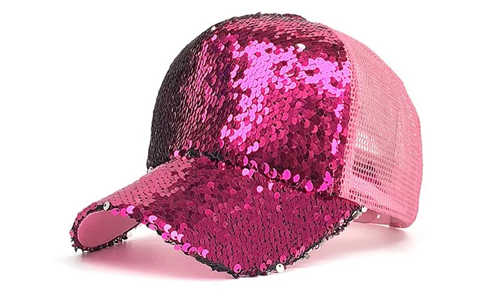 Новая мода повседневное блесток Snapback бейсболка регулируемая бейсболка для женщин на лето и весну Черный, Розовый Золото кепки s Открытый