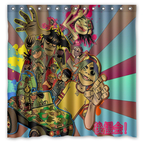 Gorillaz Printed Bath Shower Curtains Waterproof Polyester Fabric Curtain For The Bathroom with 12 Hooks | Дом и сад