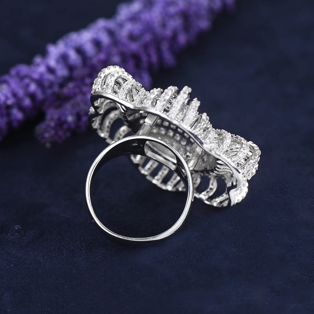 

SISCATHY Hot Noble Luxury Round Flower Rings for Women Romantic Anniversary Party Bridal Wedding Rings Jewelry Accessories