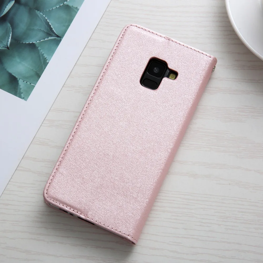 Магнитный Шелковый кожаный флип-чехол для samsung Galaxy A8, чехол-кошелек для телефона, чехол для samsung A8 Plus Hoesje Funda