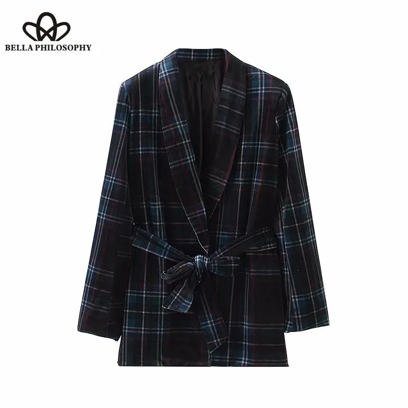 Wonder 2018 новые осенние винтажные бархатные блейзеры в клетку с галстуком бабочкой