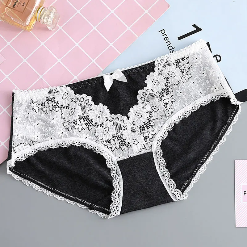 black SP& CITY Япония Стиль кружева Для женщин нижнее бельё для девочек хлопок бесшовные брифы, модное милое молодая девушка, студентка Panites сексуальное женское белье - Цвет: black