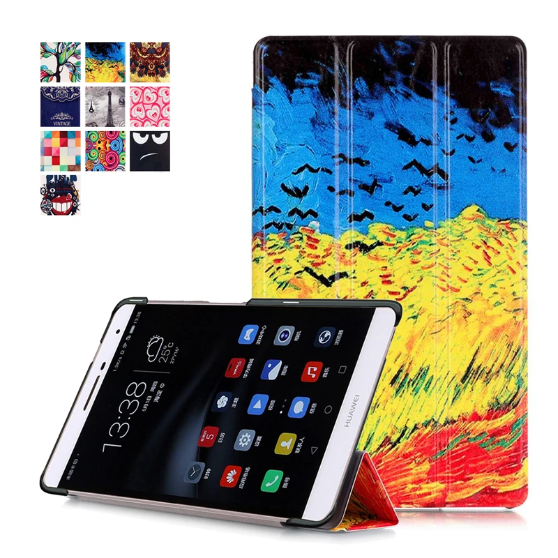 Unique design Color Painted Magnetic Smart Cover For Huawei MediaPad M2 PLE-703L T2 7.0 PRO Tablet cases PU Leather Case | Компьютеры и