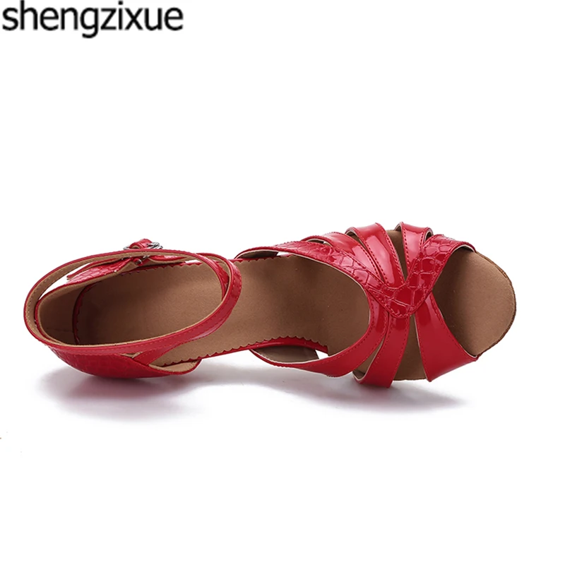 Shengzixue/туфли для латинских танцев женские красные кожаные туфли вечерние