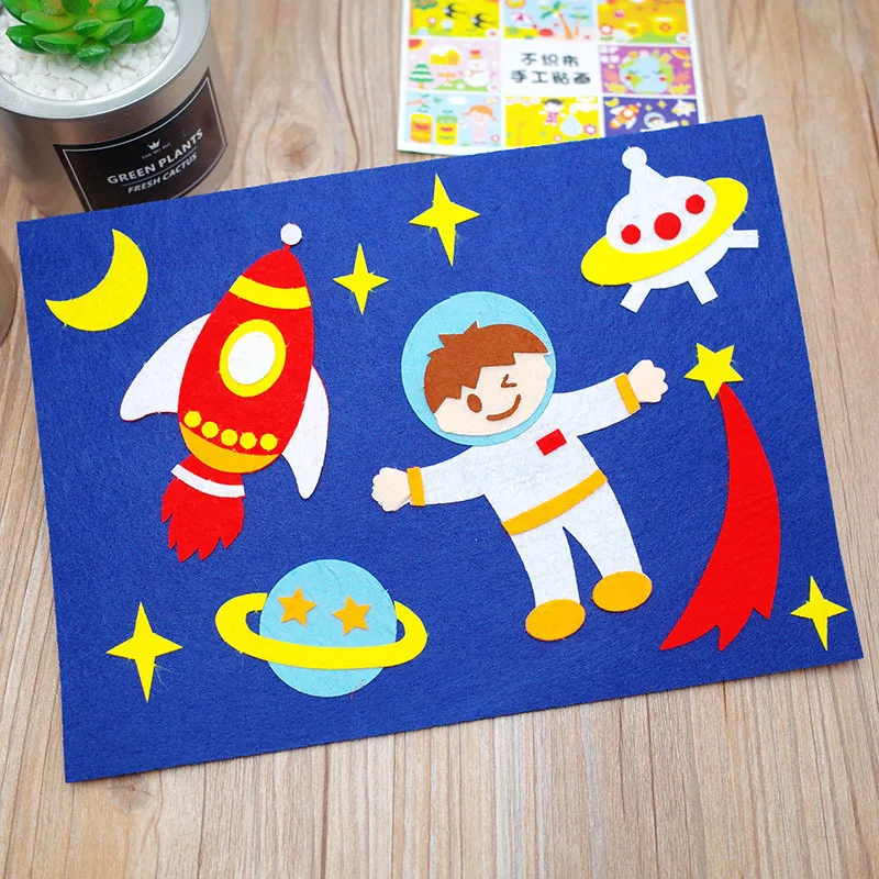 

Children's non-woven three-dimensional paste painting stickers ancient poetry DIY handmade materials package non-woven stickers