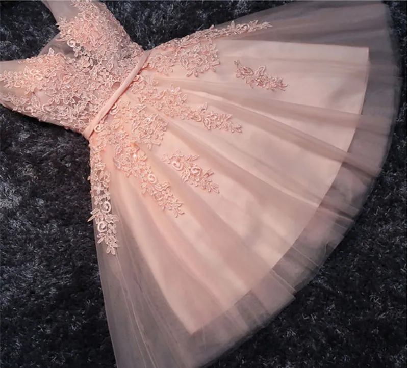 Короткое Кружевное платье подружки невесты темно-синее/Персиковое/цвета