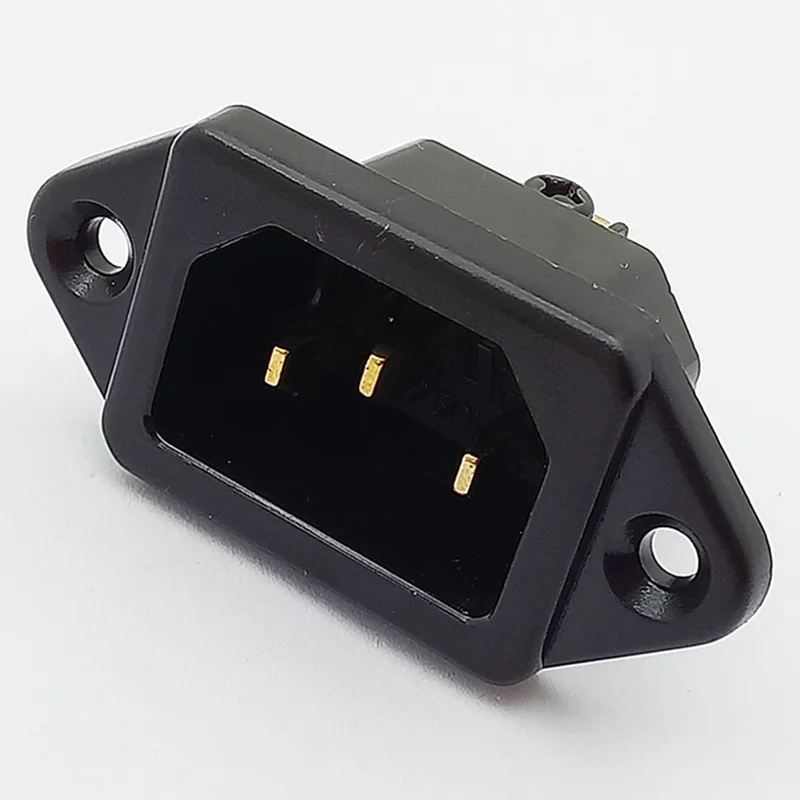 1 шт., отличные входные разъемы питания, 3-контактный разъем IEC 14, панельные соединители питания AC 250 В, позолоченные и Родиевые