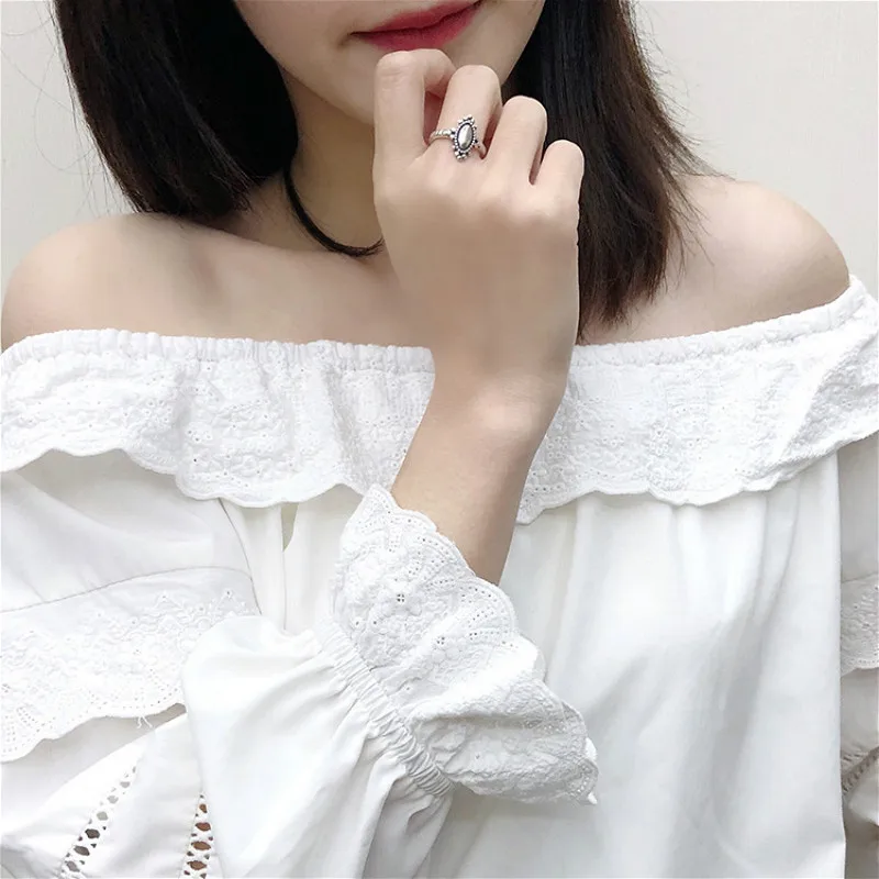 Женское кольцо с овальной короной Flyleaf из стерлингового серебра 925 пробы простым