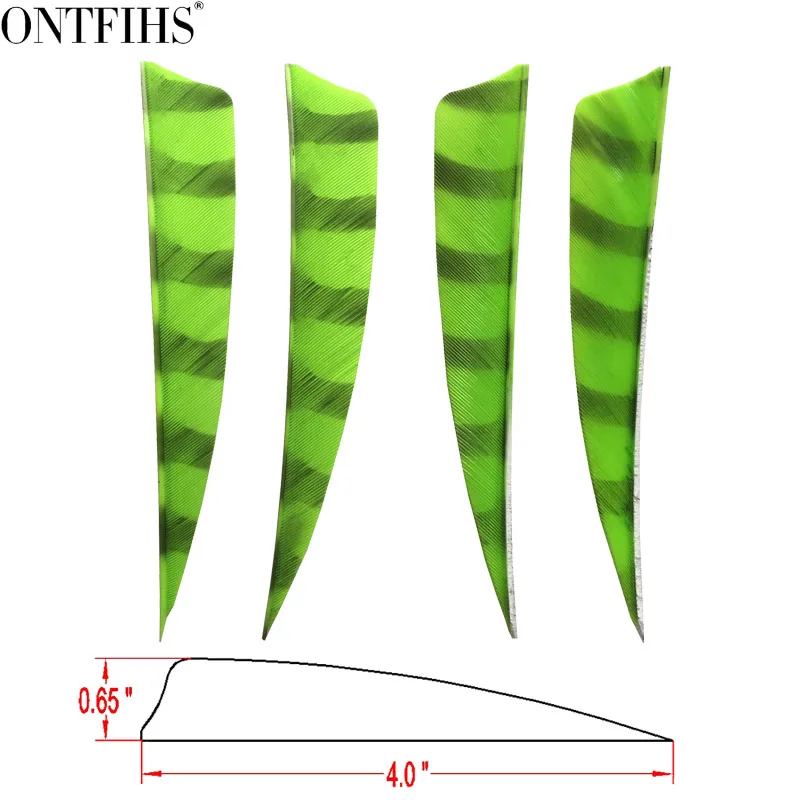 

24PCS ONTFIHS Shield Cut 4 Inch Striped Hunting Arrow Feather Archery Fetches Feathers Fetching Double Side