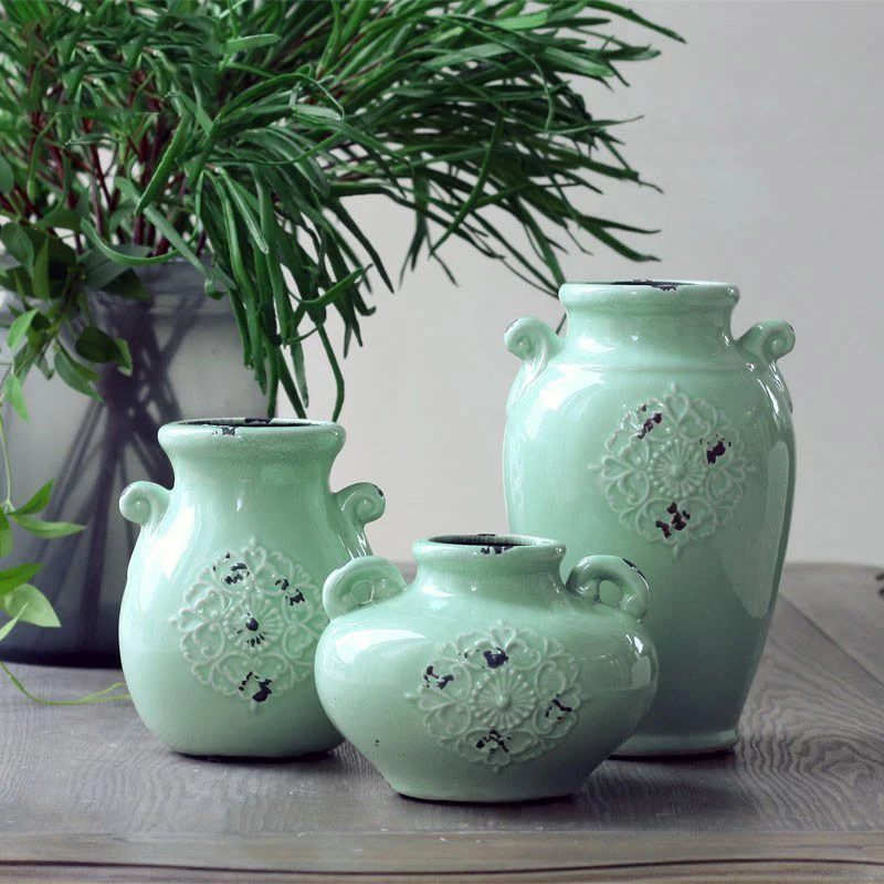 Украшения для дома Керамика Ваза Декор ручной работы украшения бледно-зеленого